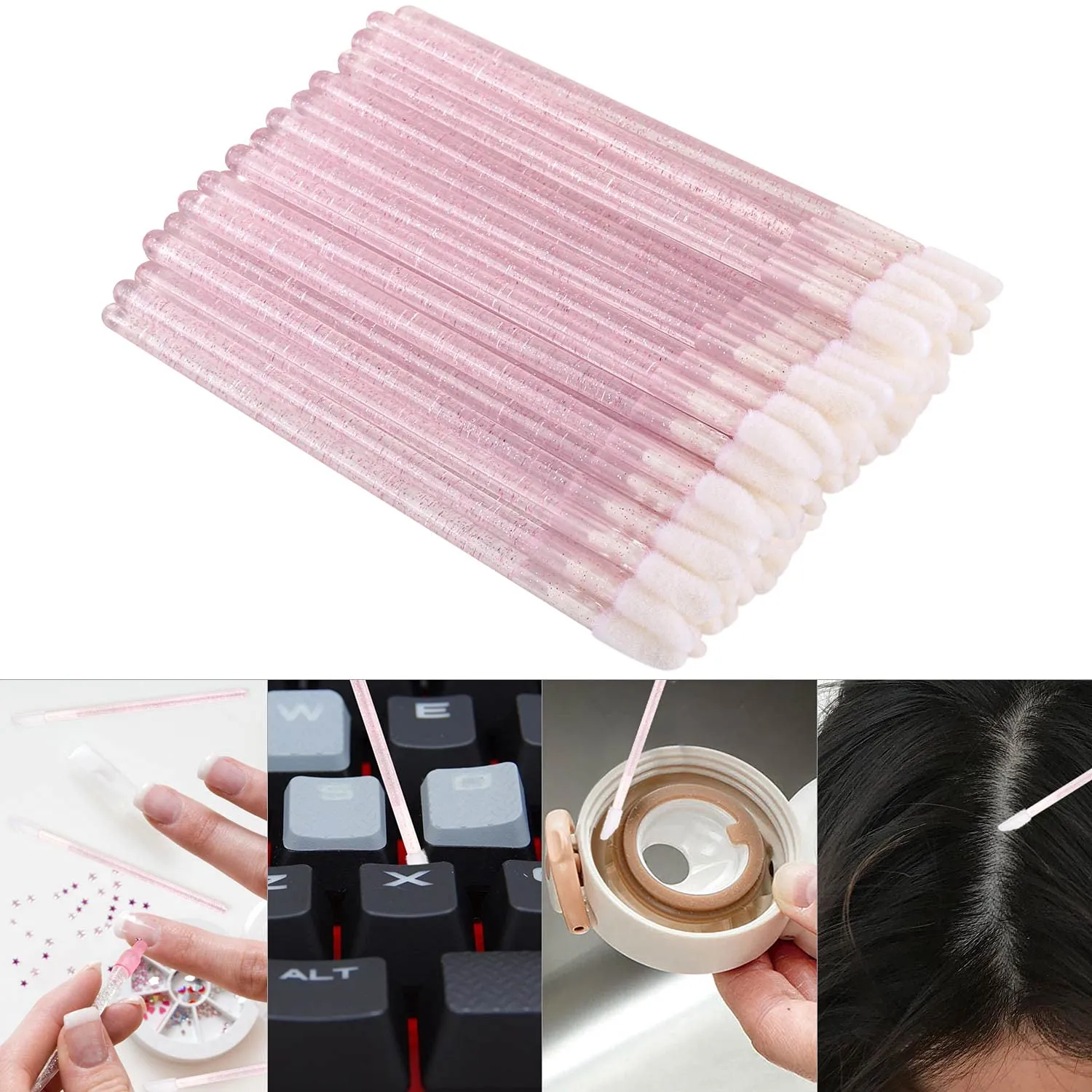 100 Disposable Lip Brushes, Lipstick Applicator, Lip Gloss Wands Pink Tbestmax 1Pink