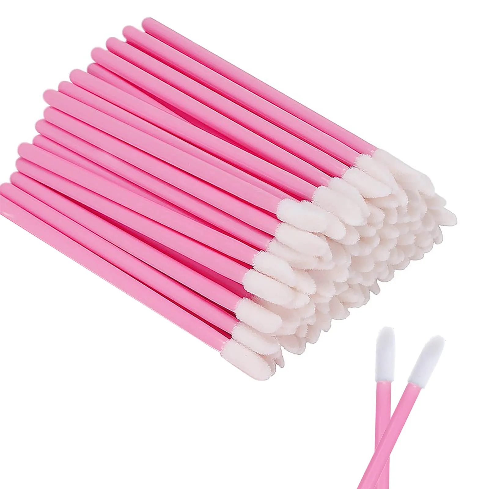 100 Pcs Lip Brushes, Disposable Lipstick Brush, Lip Gloss Concealer Applicators, Lipgloss Wands for Makeup (Pink)