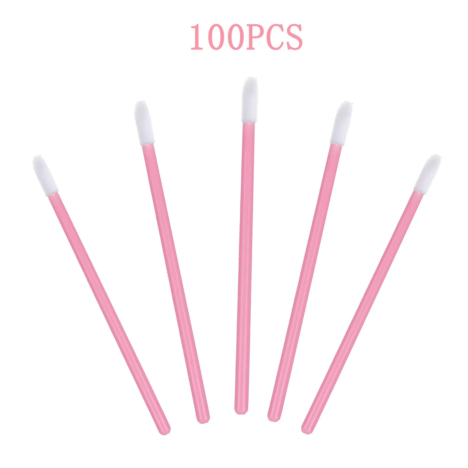 100 Pcs Lip Brushes, Disposable Lipstick Brush, Lip Gloss Concealer Applicators, Lipgloss Wands for Makeup (Pink)