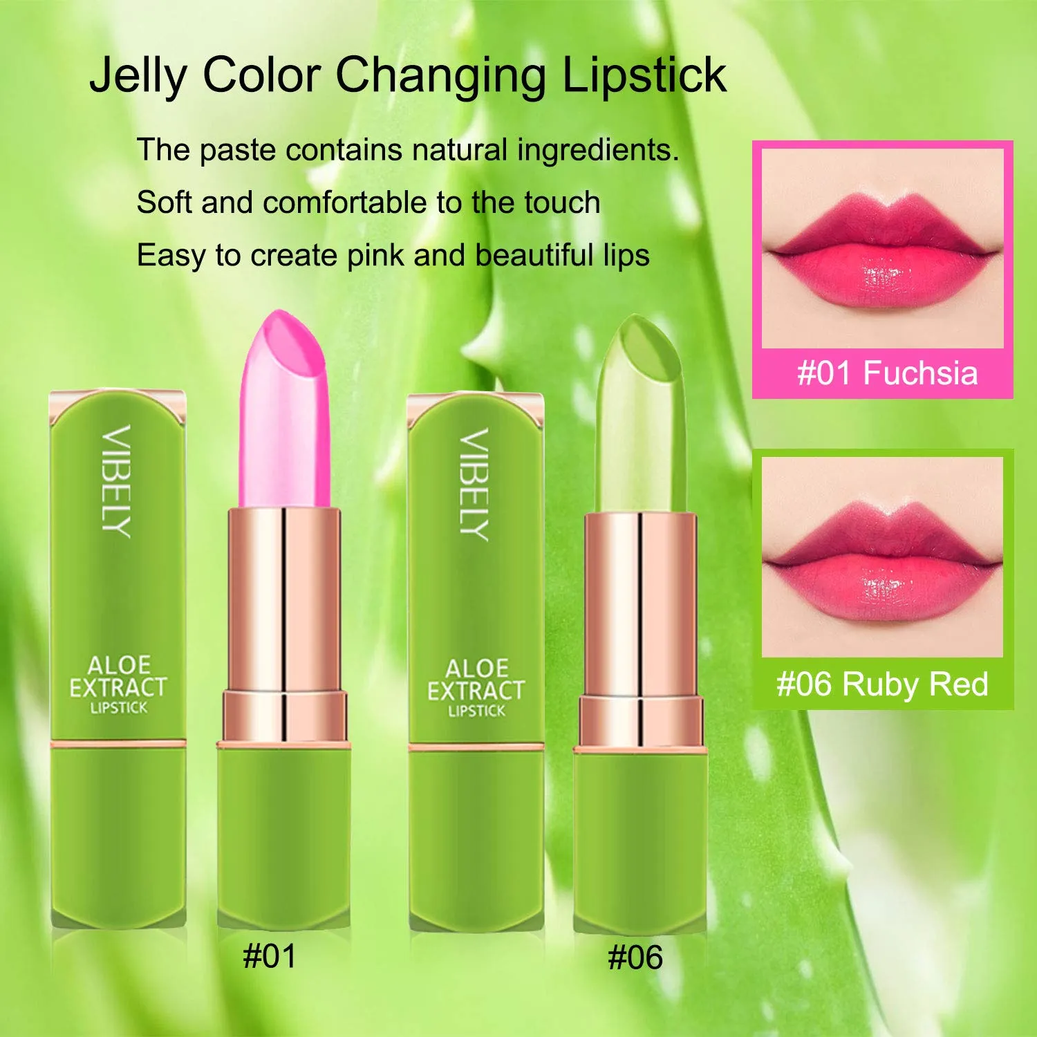 2 Packs Aloe Vera Lipstick , Kaynest Lips Moisturizer Long Lasting Nutritious Lip Balm Magic Temperature Color Change Lip Gloss (Set-A) Set-A