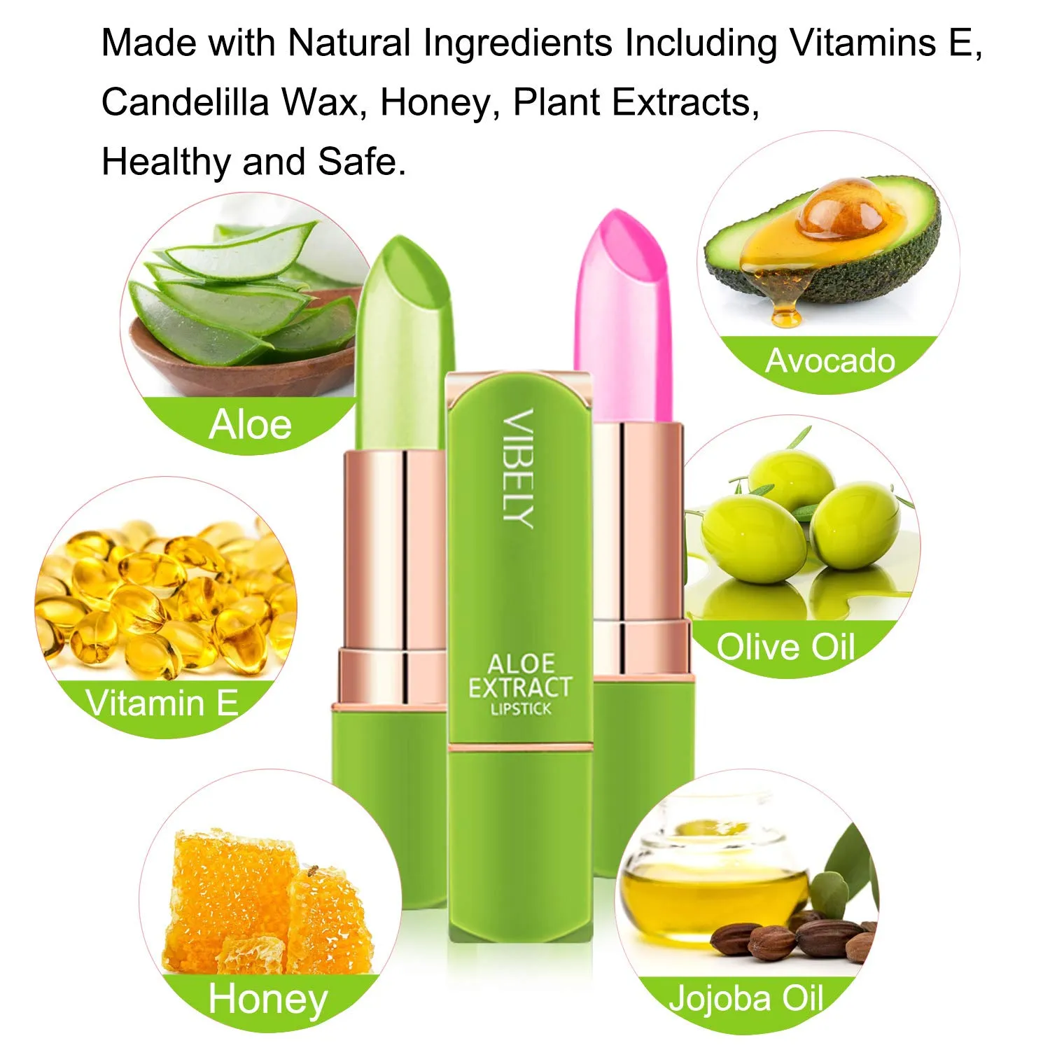 2 Packs Aloe Vera Lipstick , Kaynest Lips Moisturizer Long Lasting Nutritious Lip Balm Magic Temperature Color Change Lip Gloss (Set-A) Set-A