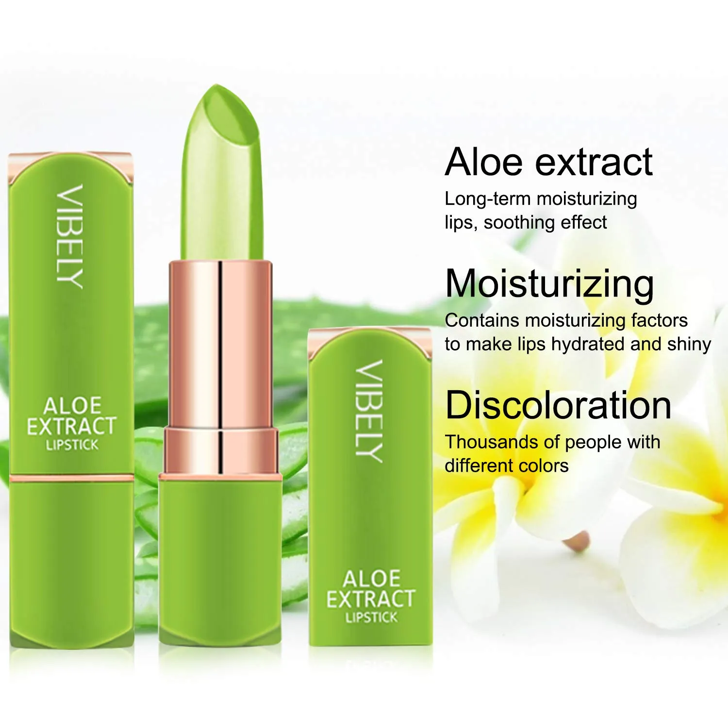 2 Packs Aloe Vera Lipstick , Kaynest Lips Moisturizer Long Lasting Nutritious Lip Balm Magic Temperature Color Change Lip Gloss (Set-A) Set-A