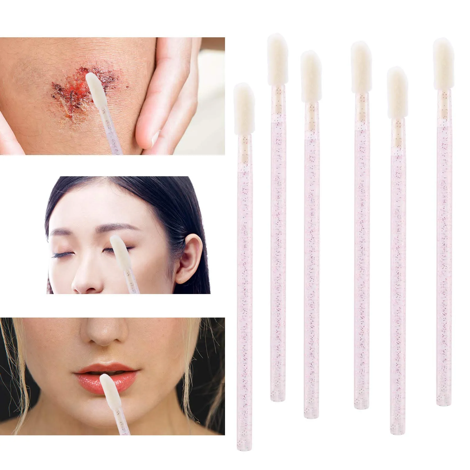 200 Lip Brush and Eyebrow Spoolie, Crystal Disposable Lipstick Applicator, Mascara Wands, Makeup Beauty Tool Kits (Pink) 1 x 100 Lip Brush 100 Pink Mascara Wands