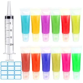 200PCS Refillable 10ml Lip Gloss Soft Tubes Clear Balm Refill Empty Cosmetic Container for DIY Base Glitter Pigment Powder with Free Syringe Cute Tag Labels Stickers Travel Toiletries (200PCS 10ML)