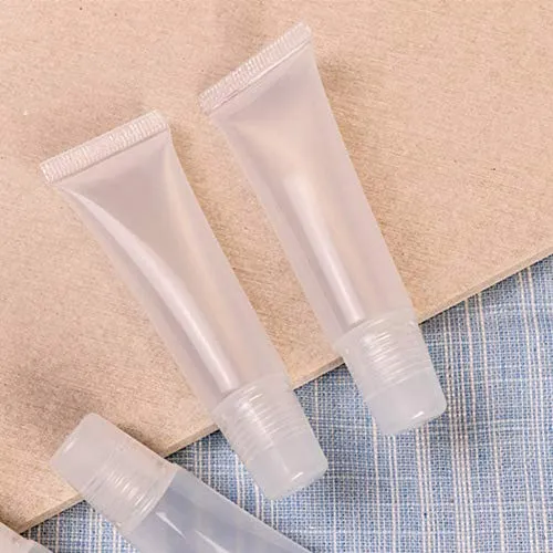 200PCS Refillable 10ml Lip Gloss Soft Tubes Clear Balm Refill Empty Cosmetic Container for DIY Base Glitter Pigment Powder with Free Syringe Cute Tag Labels Stickers Travel Toiletries (200PCS 10ML)