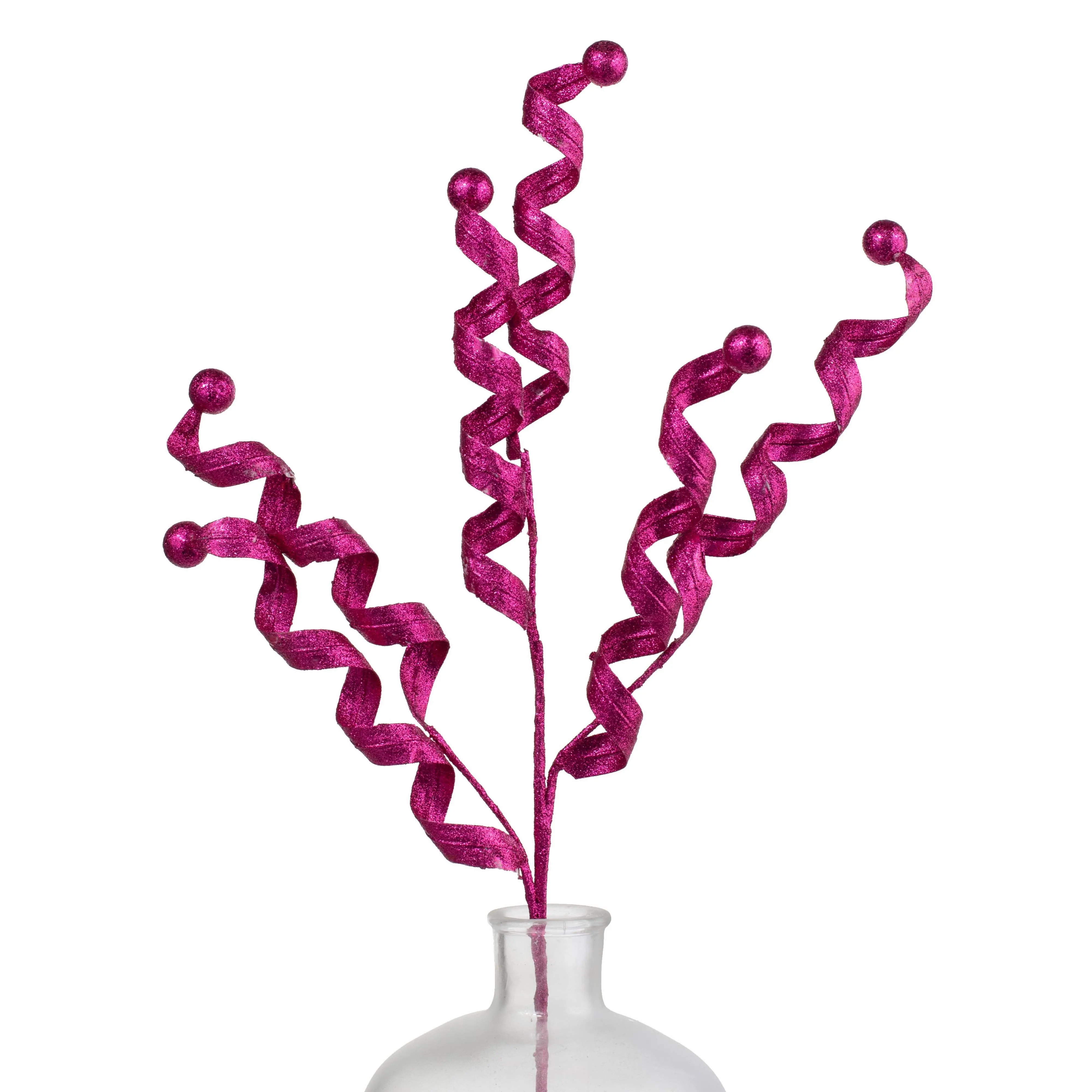 29" Glitter Curls & Balls Spray: Fuchsia Pink