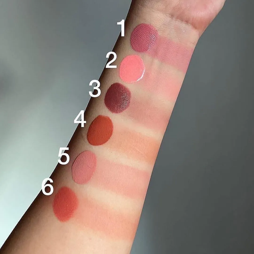 6pcs Creamy Matte Liquid Blush Highly Pigmented Waterproof Long-lasting Liquid Blush