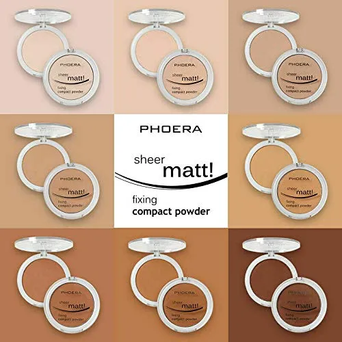 AQUAPURITY - PHOERA Sheer Matte Fixing Powder Makeup Base Fixer Setting Powder Foundation Fixing Compact Pressed Powder Long Lasting Make Up Fixer Skin Vitamin E Beauty Blender (201 Translucent) 201 Translucent