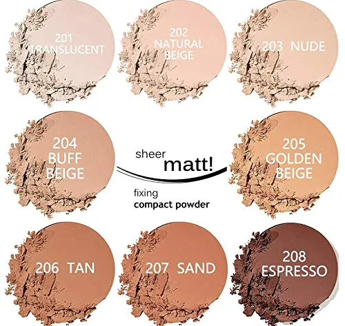 AQUAPURITY - PHOERA Sheer Matte Fixing Powder Makeup Base Fixer Setting Powder Foundation Fixing Compact Pressed Powder Long Lasting Make Up Fixer Skin Vitamin E Beauty Blender (201 Translucent) 201 Translucent