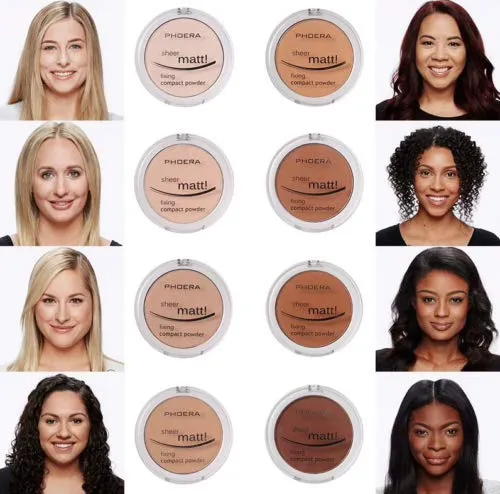 AQUAPURITY - PHOERA Sheer Matte Fixing Powder Makeup Base Fixer Setting Powder Foundation Fixing Compact Pressed Powder Long Lasting Make Up Fixer Skin Vitamin E Beauty Blender (201 Translucent) 201 Translucent