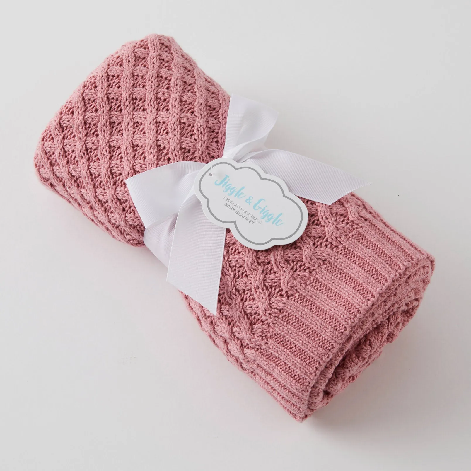 Blush Basket Weave Knit Blanket