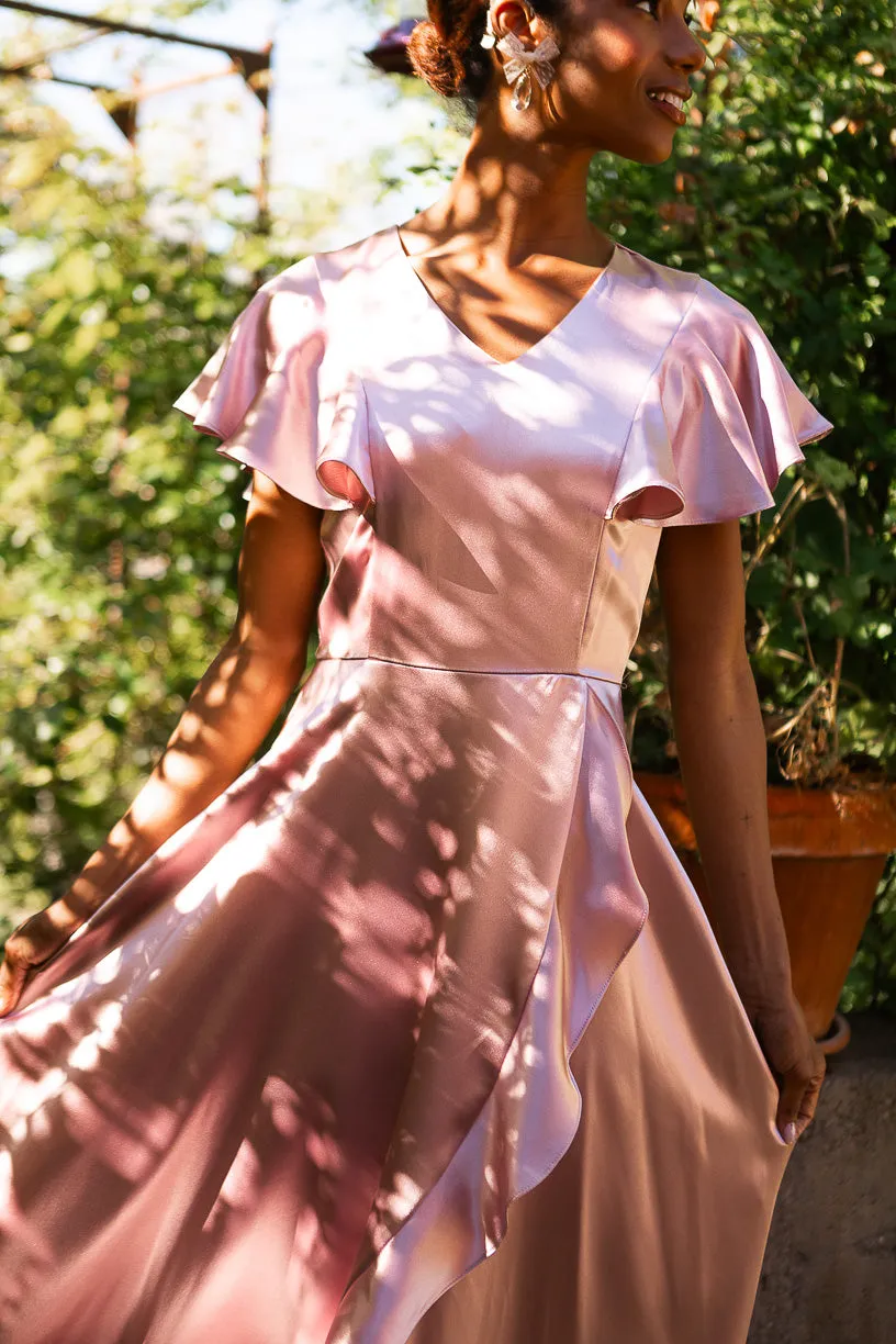 Callie Dress in Blush Satin - FINAL SALE