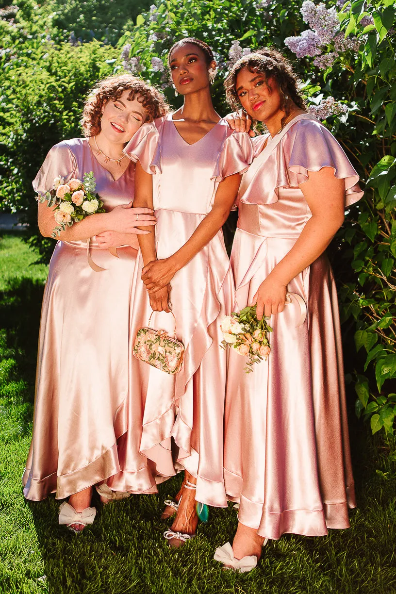 Callie Dress in Blush Satin - FINAL SALE