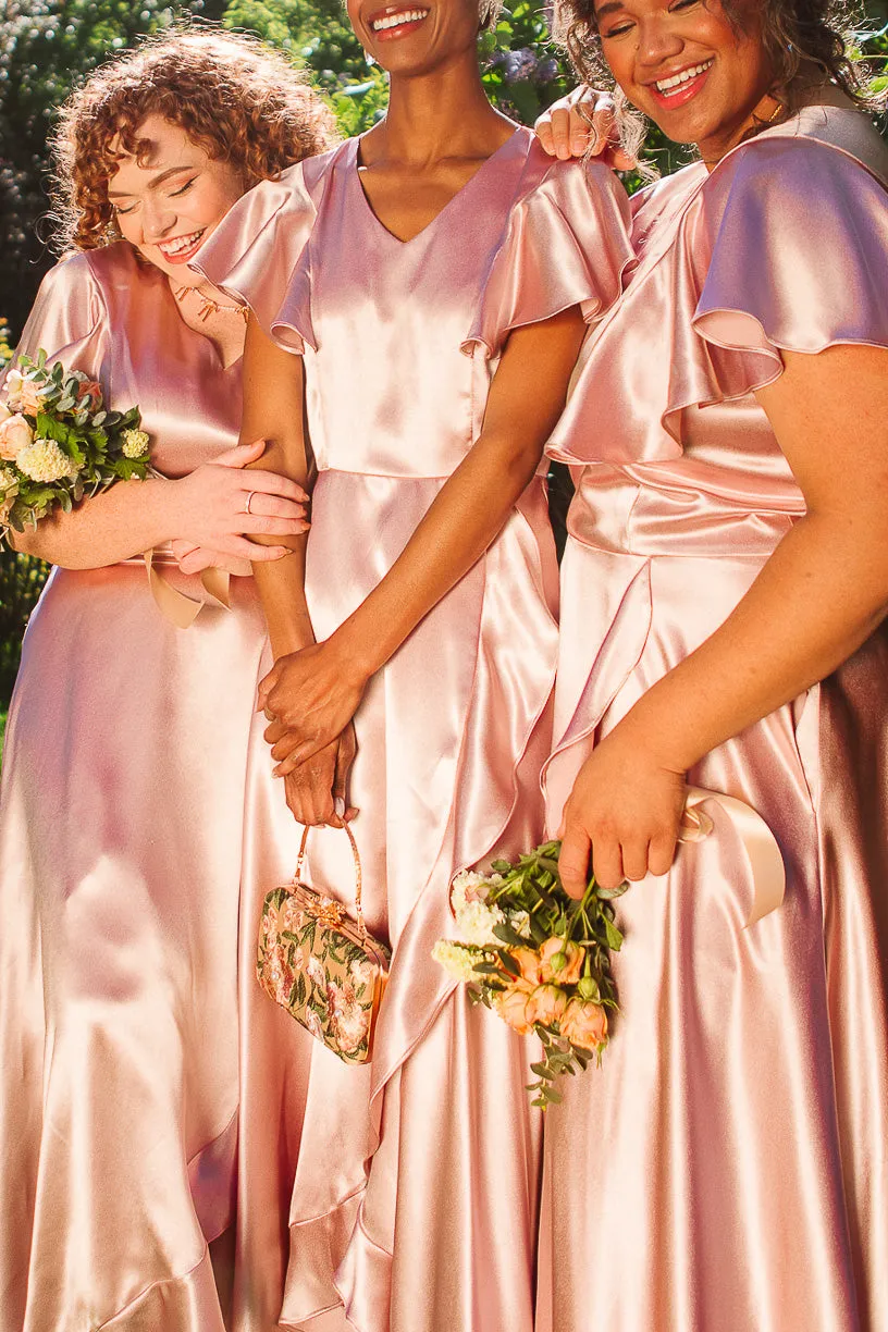 Callie Dress in Blush Satin - FINAL SALE