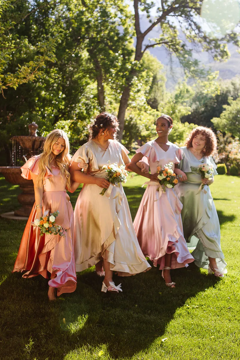 Callie Dress in Blush Satin - FINAL SALE