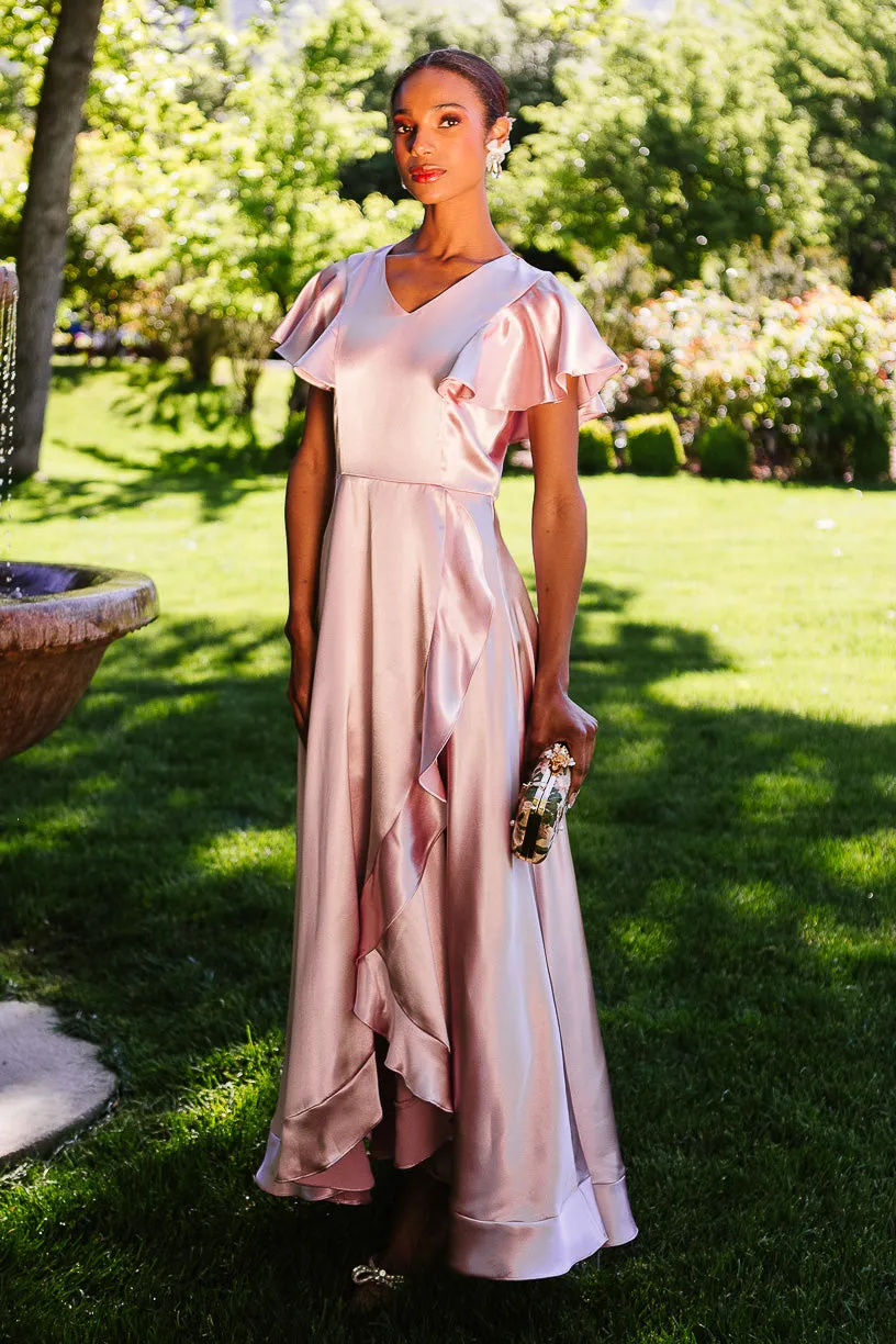 Callie Dress in Blush Satin - FINAL SALE