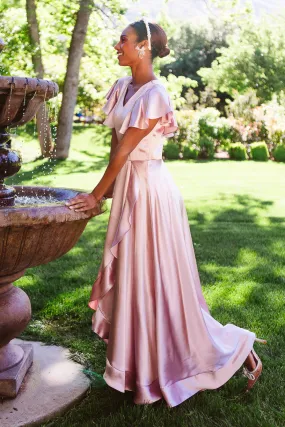 Callie Dress in Blush Satin - FINAL SALE