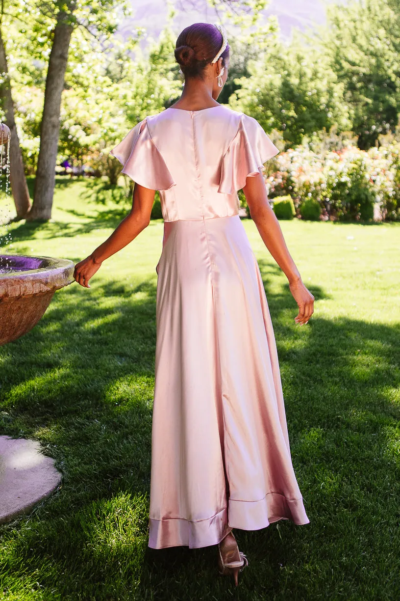Callie Dress in Blush Satin - FINAL SALE