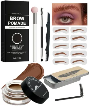 Eyebrow Makeup Kit- 16in1 Waterproof Brow Cream Gel & Eyebrow Seting Wax with Brow Tool,Brow Filler Brow Pomade Set, Eye Makeup for Women Girl-02 Red Brown