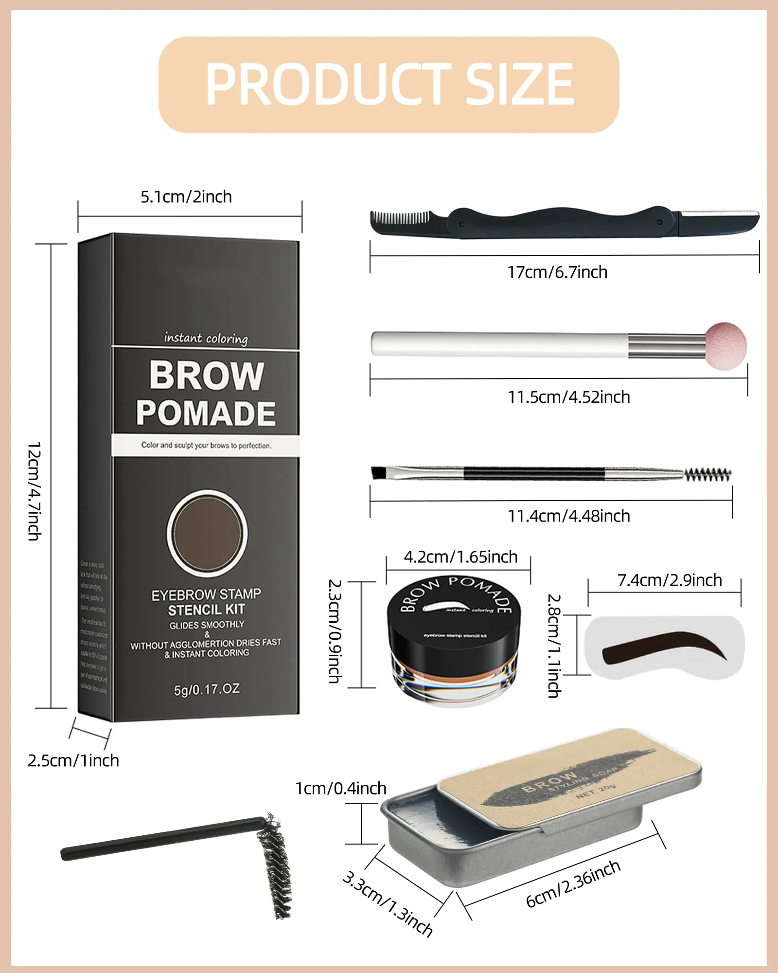 Eyebrow Makeup Kit- 16in1 Waterproof Brow Cream Gel & Eyebrow Seting Wax with Brow Tool,Brow Filler Brow Pomade Set, Eye Makeup for Women Girl-02 Red Brown