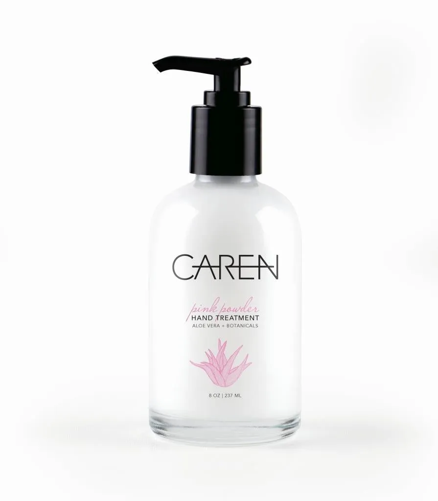Hand Treatment Pink Powder Glass Pump Bottle 8oz