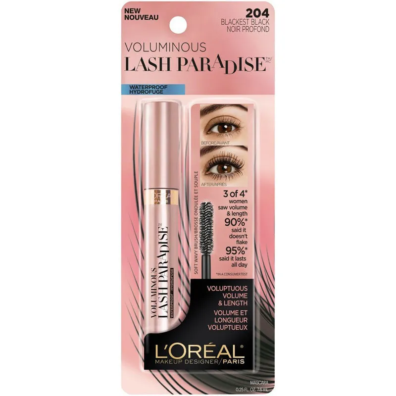 L'OREAL - Voluminous Lash Paradise Washable Mascara, Blackest Black - 0.25 fl. oz. (7.6 ml)