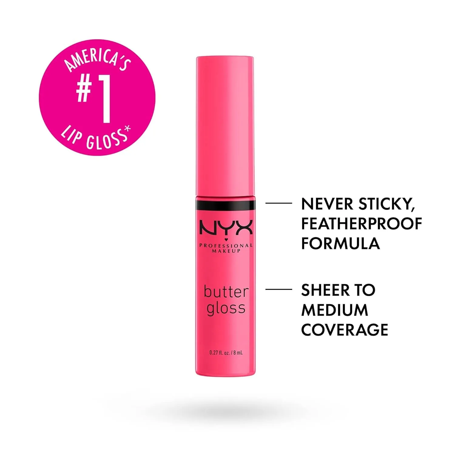NYX Butter Gloss Non-Sticky Lip Gloss Peaches & Cream (Pink Coral) & Tiramisu (Brown) 2Pc