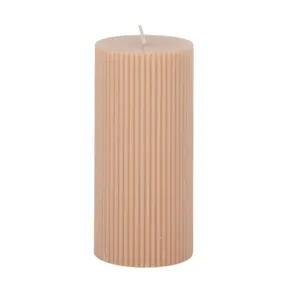 Ribbed Pillar Candle Small - Blush