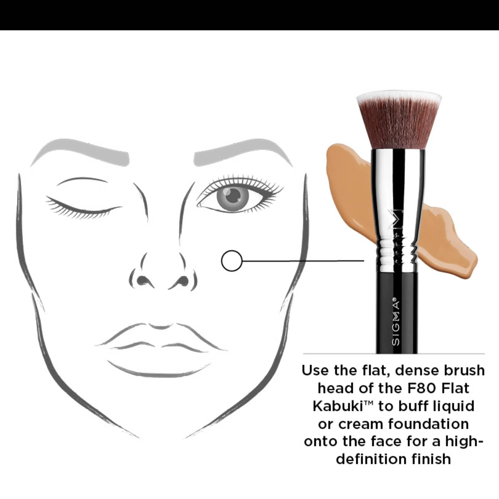 SIGMA F80 Flat Kabuki Brush - Black/Chrome