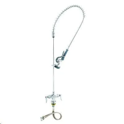 T&S Brass B-0113-B Single-Center Deck-Mounted Pre-Rinse Unit with 6" Wall Bracket and 44" Flexible Hose - 1.15 GPM