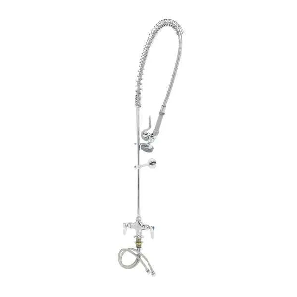T&S Brass B-0113-B Single-Center Deck-Mounted Pre-Rinse Unit with 6" Wall Bracket and 44" Flexible Hose - 1.15 GPM